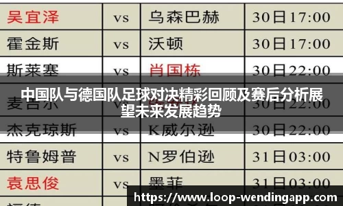 中国队与德国队足球对决精彩回顾及赛后分析展望未来发展趋势